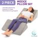 Memory Foam Bed Wedge Pillow Set for Leg, Knee, and Back Support | Acid Reflux, Anti Snoring, Heartburn Relief | Machine Washable | Grey | 23.6 x 23.6 x 12 and 18.7 x 23.6 x 7.7 - Buy Online on GoSupps.com