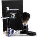 Premium Luxury Wet Shaving Set - Skartusche Razor Elegant Handle & Black Shaving Brush with Double Stand | International Shipping Available - Buy Online on GoSupps.com