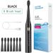 Buy Electric Toothbrush for Adults - 7 Replacement Brush Heads Soft Bristle 5 Modes 15 Days Battery - Portable Dental Care Cleaning in Black - Buy Online on GoSupps.com