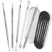 5-in-1 Blackhead Remover Popper Tool Kit with Metal Case Anti-Allergic Surgical Stainless Steel Needle Comedone Pimple Acne Extractor Whitehead Zit Popping Removal Tool Treatment for Nose Face Skin