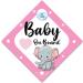 Baby On Board Sign - Pink Elephant Design for High Visibility - 14x14x2cm - Buy Online on GoSupps.com