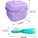 DIDATOOL Retainer Case Denture Bath Denture Cups for Soaking Dentures Denture Pots with Lid Easy to Carry and Clean Denture Case with Removable Rinse Basket and Finger Toothbrush (Purple) Square Purple - Buy Online on GoSupps.com