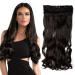SEGO 74cm Clip in Extensions Hairpiece 1 Weft 5 Clips Hair Extension Wavy like Real Hair Dark Brown-1 29"(74cm)-130g
