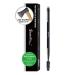 Sharp Fine Line ULTRA THIN Brow Brushes for eyebrows PRECISION Duo Angled Eyebrow Brush with Spoolie and Comb Eyelash Brush Flat Angle Double Ended Eyeliner Brush and Spiral Mascara Brush (Black & Black) 1-Black & Black