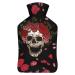Flower Skull Hot Water Bottle With Cover Plush Bed Bottle Hand Warmer For Adults And Children 26.5X15.3cm