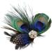 Feather Peacock Hair Clip Natural Feather Fascinator Barrette with Sparking Rhinestone  - Buy Online on GoSupps.com