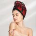 Red London Street Coral Velvet Dry Hair Cap with Buttons | Anti Frizz for Curly Long & Thick Hair - Black - Buy Online on GoSupps.com