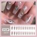Press on Nails Long trapezoidal shape Fake Nails Silver Flame Pink False Nails Gloss Reusable Press on Nails Designs Acrylic Nails Press on Artificial Nails Stick on Nails For Women Girls 24Pcs - Buy Online on GoSupps.com