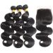Vallbest Brazilian Body Wave Hair Bundles with Closure | 3 Bundles & Free Part Closure (18 18 18 + 16) | 100% Unprocessed Virgin Hair - Natural Black Color - Buy Online on GoSupps.com