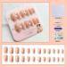 French Tip Press on Nails - Short Round Press On Nails with Nail Tips white Pearl and flower Design Glossy Naked Pink press on nails Acrylic False Nails Cute Artificial Nails - Buy Online on GoSupps.com