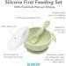 Bumkins Baby Bowls Silicone Baby Feeding Set Suction Bowls for Baby and Toddler with Spoon and Lid First Feeding Set Platinum Silicone Bowl for Babies 4 Months Up Sage - Buy Online on GoSupps.com