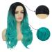 Siudus Black to Teal Blue Long Curly Wig for Women - Heat-Resistant Middle Part Wavy Hair Cosplay Wig - Buy Online on GoSupps.com