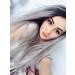 Marber synthetic long wig for women sliver lace front wig gray wave wave ombre wig rooted black realistic natural heat -resistant