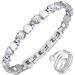 Vicmag Magnetic Bracelets for Women Titanium Steel Brazaletes Ultra Strength Magnetic Adjustable with Removal Tool and Gift Box (Silver Love Heart)