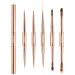 Double-Ended Acrylic Nail Art Brushes Set - 5pcs Nail Brushes Round Oval Gel Builder Brush Nail Art Tools Nail Liner Brush 3D Nail Art Decorations for Acrylic Application Salon at Home DIY Manicure Rose gold