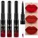 evpct 3Pcs Deep Dark Red Lip Stain Paint Matte Lip Liner and Lipstick Set Long Lasting Smudge Proof labiales matte mate larga duracion listip 24 hours matte a prueba de agua mate 24 horas originales 3 Count (Pack of 1) S...