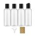 APSTAQEOO 4 x 150 ml of plastic bottles with sliced lids folding lid empty squeezing bottles transparent refillable travel containers dosage with 1 funnel and 6 labels for liquids 4 x 150 ml bottles with folding lock