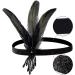 1920s Flapper Headpiece - Black Feather Roaring 20s Gatsby Hair Accessories - Buy Online on GoSupps.com
