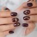 Short Glossy Oval Dark Red Press On Nails Full Cover Acrylic False Nail Art Tips With Adhesive Sticker for Women - Buy Online on GoSupps.com