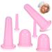 Oruola 4pcs Face Suction Cupping Face Cups for Facial Cupping Silicone Anti Cellulite Vacuum Facial Cups for Faces and Neck Eye Massage Beauty Tool Pink