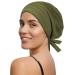 Satin Bonnet Silk Bonnet Sleep Cap Satin Lined Slouchy Beanie Night Sleeping Hat - Stretchy Tie Band for Curly Natural Hair Medium Olive Green