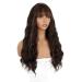 ENTRANCED STYLES Dark Brown Wig with Bangs â€“ Long Wavy Synthetic Wig with Blonde Highlights for Women | Heat Resistant & Natural Look - Buy Online on GoSupps.com