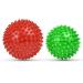 Uraqt fascia ball 2 set small hedgehog ball hard fascia of massage ball with knobs massage balls for the treatment of muscle tension hedgehog balls massage ball for feet back neck hands (green+red)