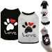 Brocarp Dog Shirt Puppy Clothes, 2 Pack Dog T-Shirt Basic Vest Outfit, Pet Apparel Doggy Tee Tank Top Sleeveless for Small Medium Large Boy Girl Cats Kitten, Cotton Soft and Breathable Tshirts Black+White Small