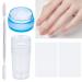 Niceneeded 5Pcs Nail Art Stamper Set Blue Nail Stamps & Transparent Doppelkopf-Nagel stamps & 2 pieces of scraper & nail spatula for French Smile Line Tools