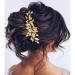 Gorais Leaf Bride Wedding Hair Comb Gold Bridal Hair Pieces Pearl Headpiece Hair Accessories for Women and Girls