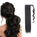Ponytail Extension Wrap Around Long Straight Curly Clip in Ponytail Hair Extensions for Women Brown Black Blonde Hairpiece 32"-Straight Dark Black Dark Black 32 Inch