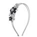 Lux Accessories SilverTone Crystal Rhinestone Black Glitter Flower Coil Headband