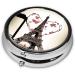 Eiffel Tower Mini Round Pill Box - 3 Compartment Travel Organizer | Paris Love Design | Portable Medicine Case for Home & Office - Buy Online on GoSupps.com