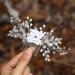 Unsutuo Silver Crystal Bridal Hair Comb with Pearl Accents - Wedding Hair Accessory for Women and Girls - Buy Online on GoSupps.com
