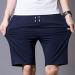 Big Boy's Summer Cotton Casual Shorts with Drawstring Elastic Waist and Zipper Pockets - Navy Blue - Buy Online on GoSupps.com