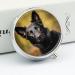 Round Pill Box - Black German Shepherd Dog Print | 3 Compartment Portable Medicine Organizer - Decorative Metal Pocket Pill Case - Buy Online on GoSupps.com