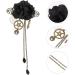 Clips Barrettes Steampunk Hair Clips with Tassels Chain Rose Flower Hair Clip Vintage Halloween Headdress Goth Gothic Hair Accessories for Women Girls Black - Buy Online on GoSupps.com