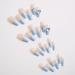 French Tip Press on Nails - Mid length Press On Nails with Nail Tips Blue Edge Love Diamond Chain Design Glossy white press on nails Acrylic False Nails Cute Artificial Nails - Buy Online on GoSupps.com