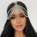 Bohemian Teardrop Rhinestones Beads Bling Headpiece for Women Girls Costume Silver Hair Jewelry