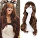 YEESHEDO 32 Long Wavy Curly Cosplay Wig with Bangs - Heat Resistant Synthetic Hair for Women/Girls - Dark Brown - Buy Online on GoSupps.com
