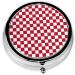 Red Checkered Mini Round Pill Box | 3 Compartment Portable Pill Organizer for Travel Home & Office Use - Buy Online on GoSupps.com