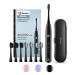 Electric Toothbrushes for Adults, Ultra Whitening Sonic Electric Toothbrush w Charcoal Bristle, 180 Days Battery Life, 8 Brush Heads & Travel Case, 5 Modes w Smart Timer for Braces, Waterproof, Black Black N Gold