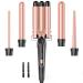 Waver Curling Iron Wand BESTOPE PRO 5 in 1 Curling Wand Set with 3 Barrel Hair Crimper for Women Fast Heating Hair Wand Curler in All Hair Type - Apricot
