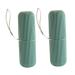 IWOWHERO 2 Pieces Toothpaste Brush Container Travel Tooth Cleaning Organizer Green 5.5*5.5*19cm