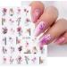 Watercolor Spring Nail Art Stickers - Pink Purple Floral Design for Acrylic Nails | DIY Nail Decorations for Women - Buy Online on GoSupps.com