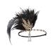 IYOU Crystal Flapper Headpiece Black Feather Gatsby Headband Wedding Party 1920s Hair Band Accessories for Women