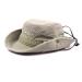 KeepSa Sun Hat for Men, Cotton Embroidery Summer Outdoor Sun Protection Wide Brim Bucket Hat Foldable Safari Boonie Hat Khaki 7 1/4-7 5/8