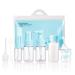 Grantop Travel Bottles Set 11 Pcs Set Cosmetics Travel Bottle Leak Proof Squeezable containers & Spray Bottles with Labels Dropper Funnel for Filling (Blue-11Pcs)