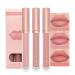Lip Gloss Set Lipstick Set 3 Pcs Nude Lip Gloss Long Lasting Non Stick Cup Matte Liquid Lipstick Moisturizing Waterproof Pink Lipgloss Smooth Velvet Texture Lipstick Sets For Women