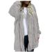 Hanxiulin plush jacket oversize warm lined fleecemantel ladies hoodie hooded sweater long hood fleece jacket warm cozy windproof winter coat with hooded plush jacket gray 3xl